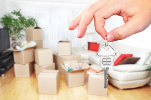 Packed boxes and furniture ready for a Beckton house removal