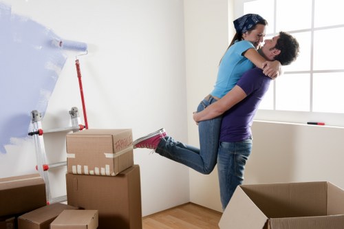 Moving van and boxes prepared for local removals in Beckton