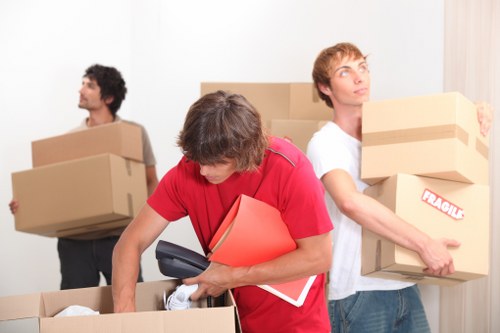 Boxes and household items prepared for a Beckton removal van service